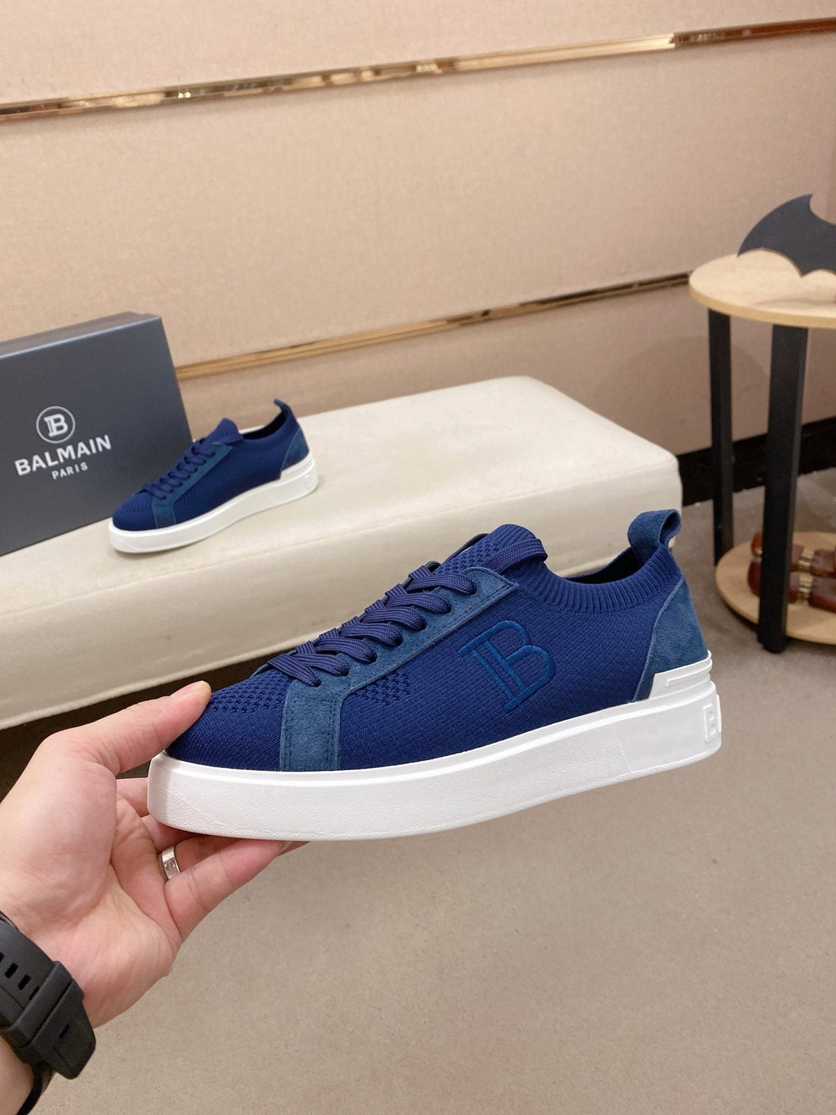 Balmain Knit Low-Top Sneakers — side