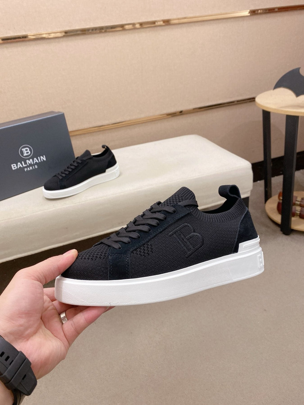 Balmain Knit Low-Top Sneakers — side