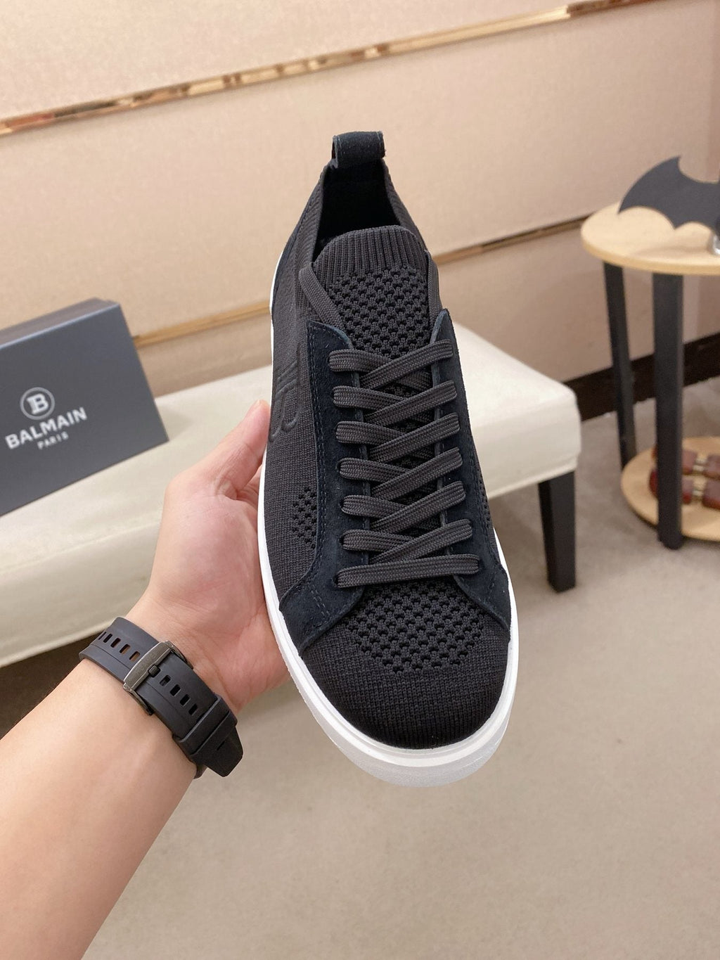 Balmain Knit Low-Top Sneakers — front