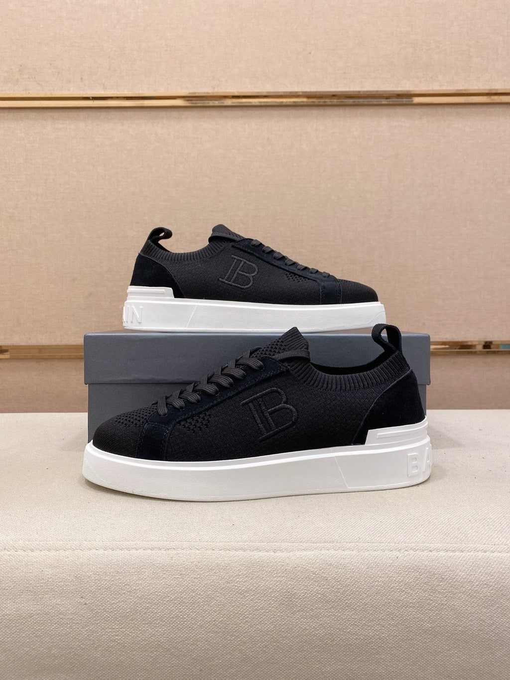 Balmain Knit Low-Top Sneakers — front