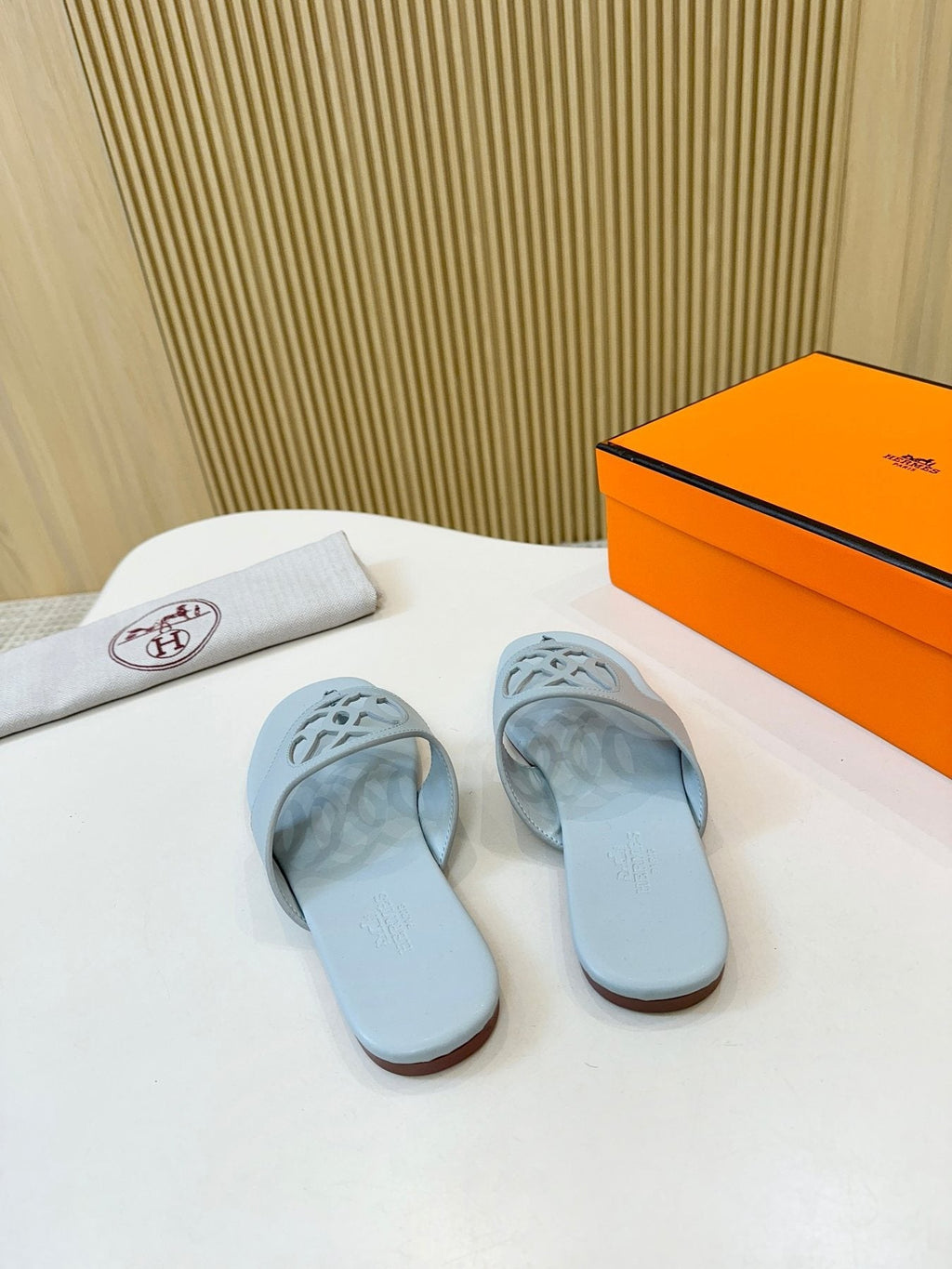 Hermès Tan Brown Cutout Thong Sandals — back