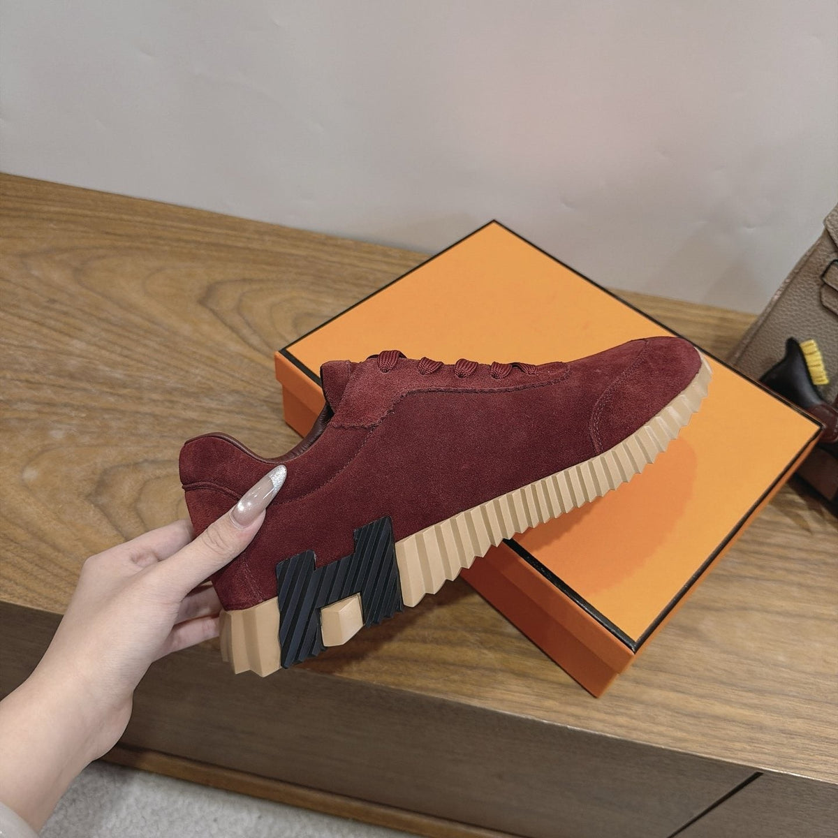 Hermès Paneled Low-Top Sneakers — side