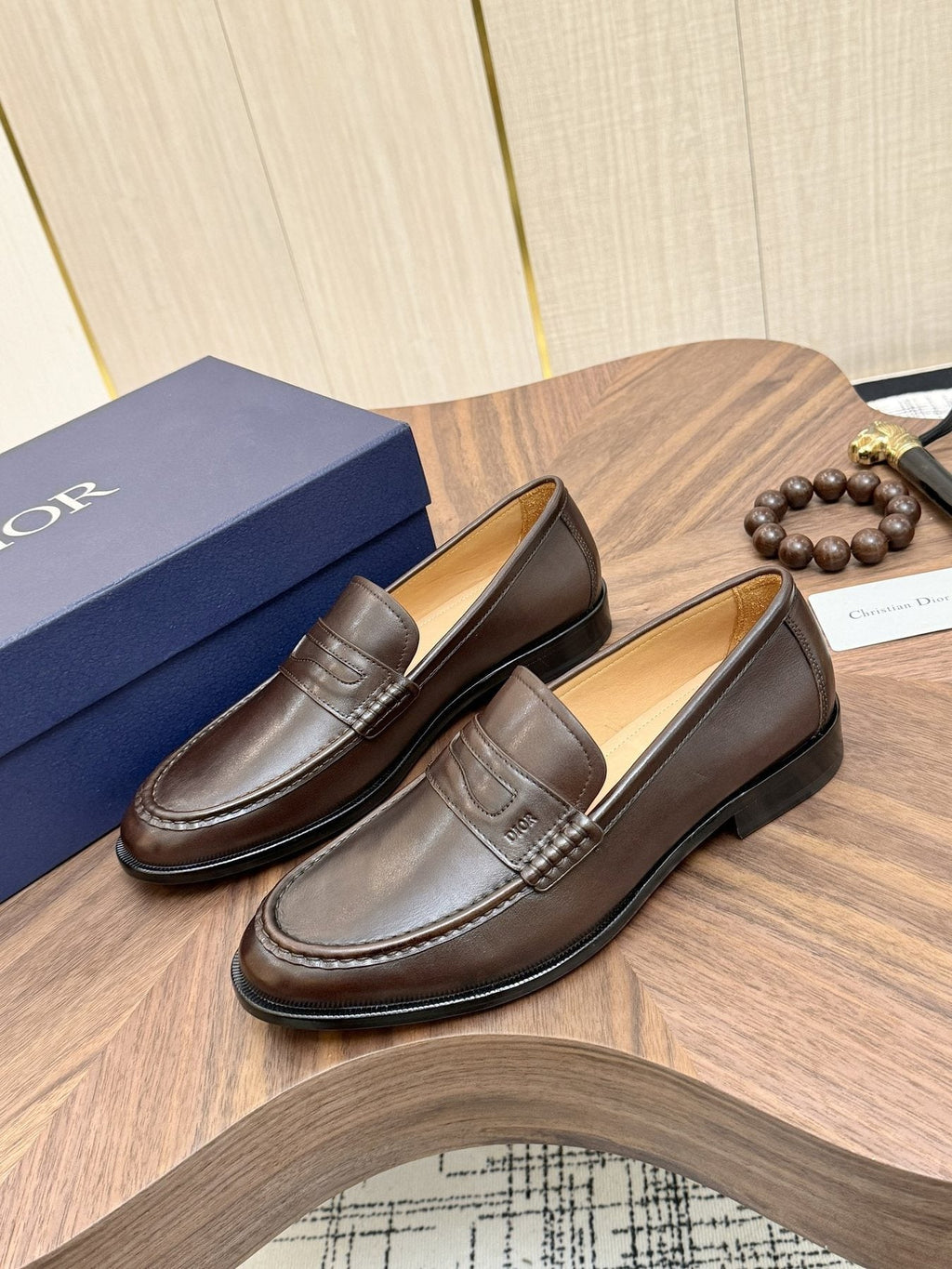 Dior Leather Penny Loafers — side