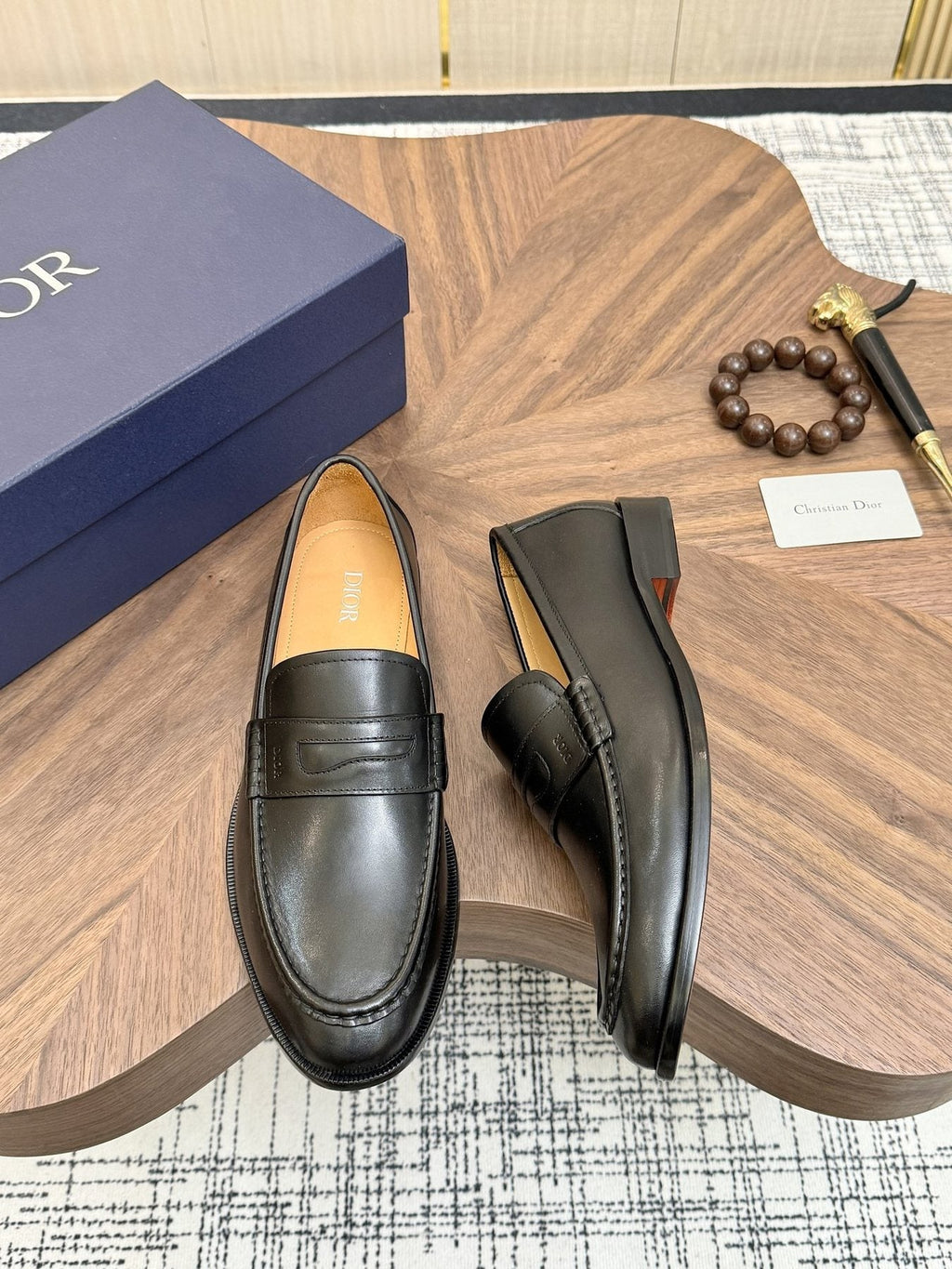 Dior Leather Penny Loafers — front