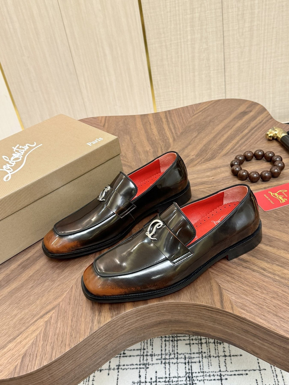 Christian Louboutin Black Hardware Loafers — side