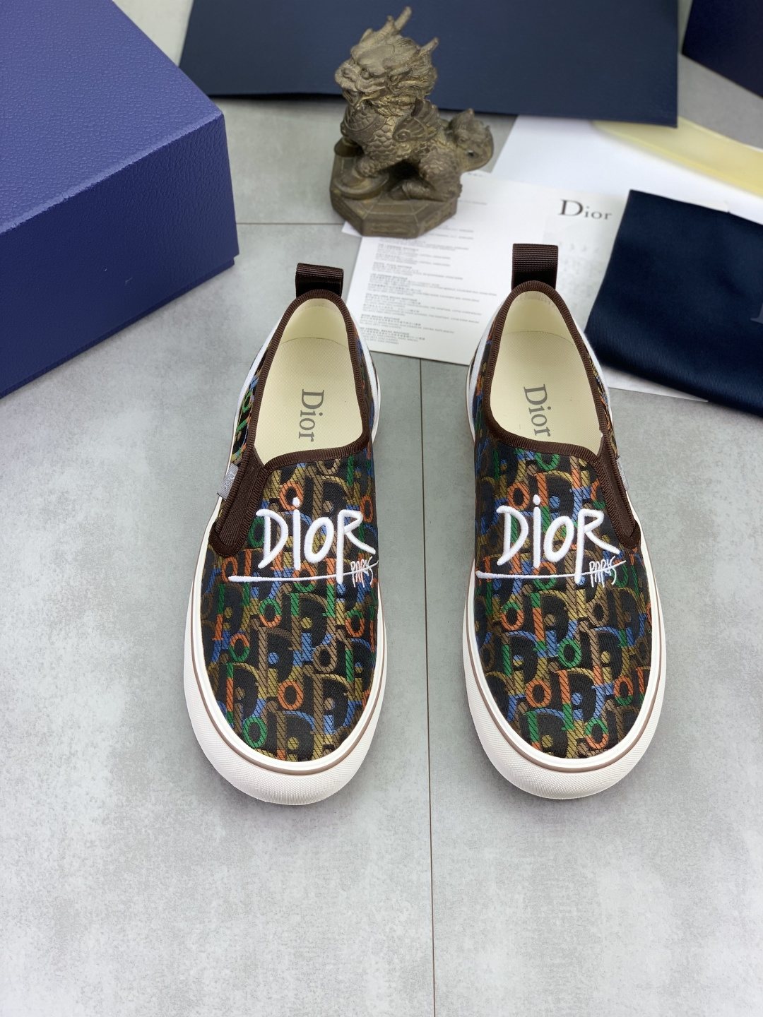 微商相册测试鞋子-Dior Patterned Canvas Slip-On Sneakers — hero