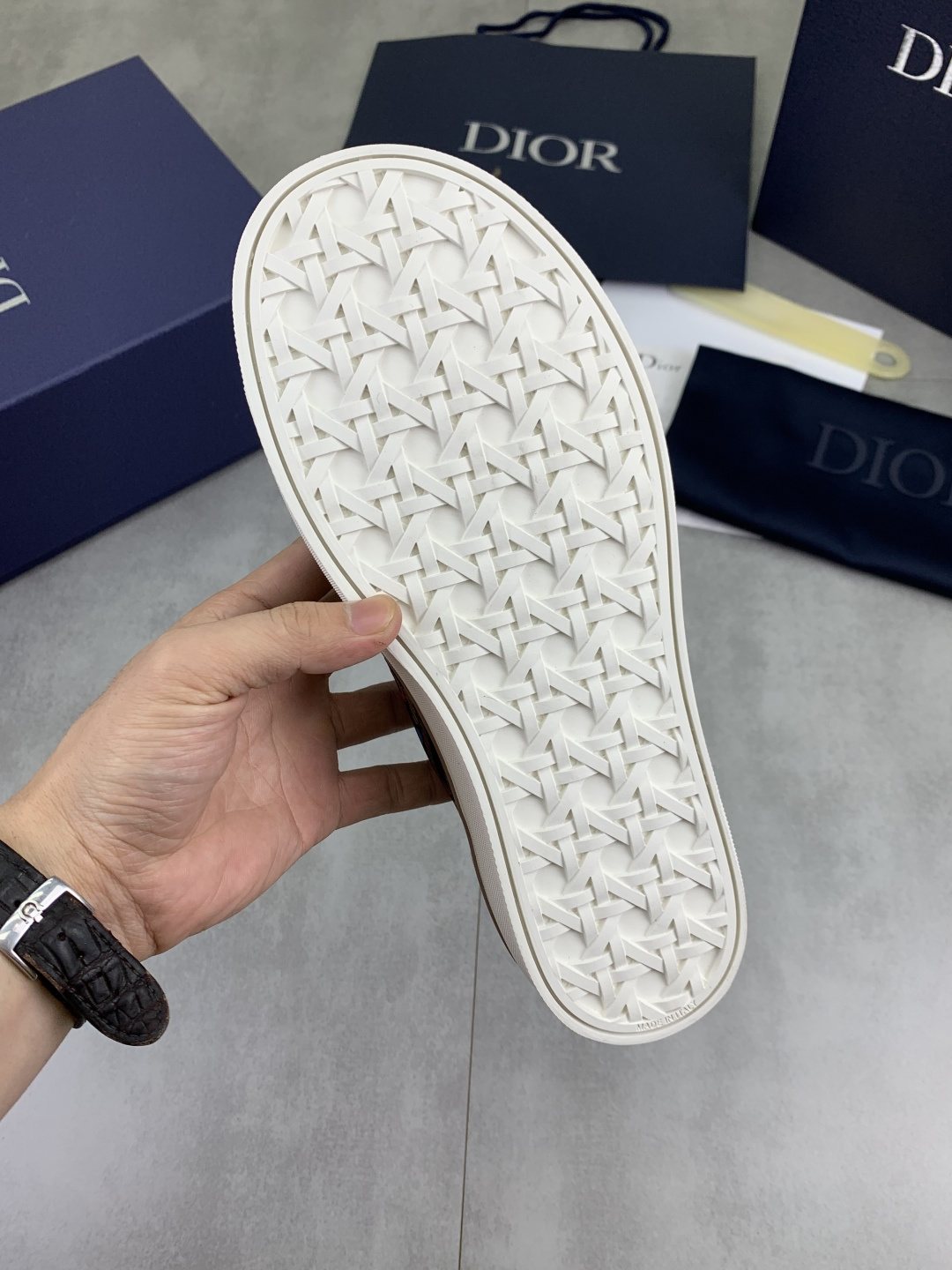 微商相册测试鞋子-Dior Patterned Canvas Slip-On Sneakers — back