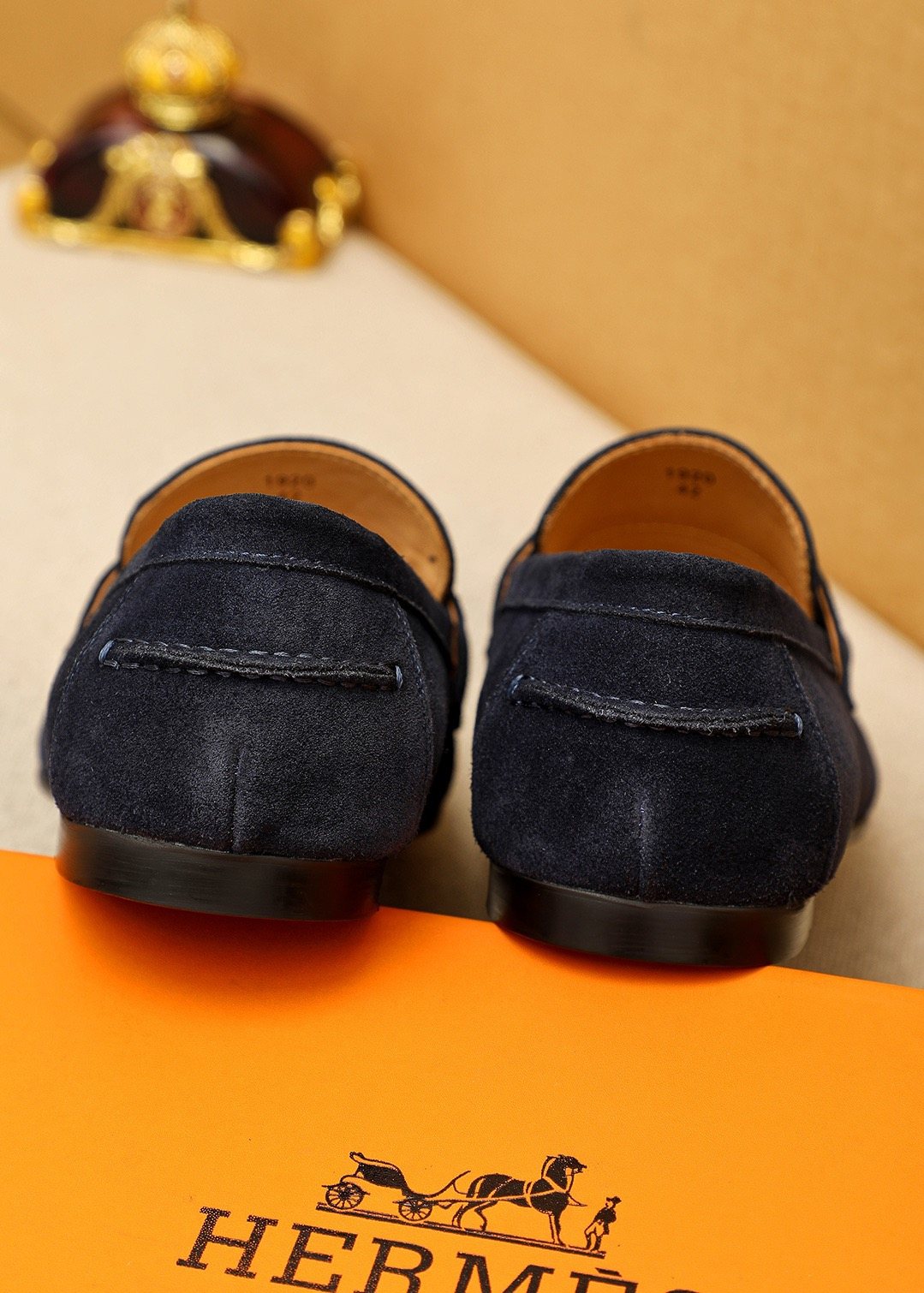 Hermès Suede-Finish Buckle Loafers — back