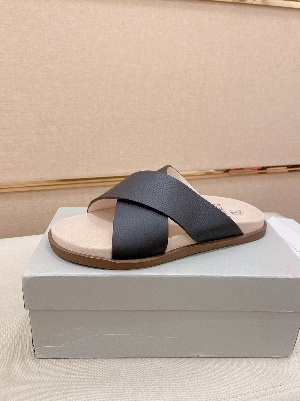 Brunello Cucinelli Cross-Strap Slide Sandals — hero