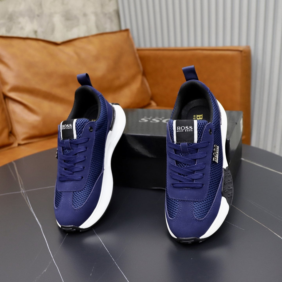 BOSS Knit-Panel Low-Top Sneakers — front