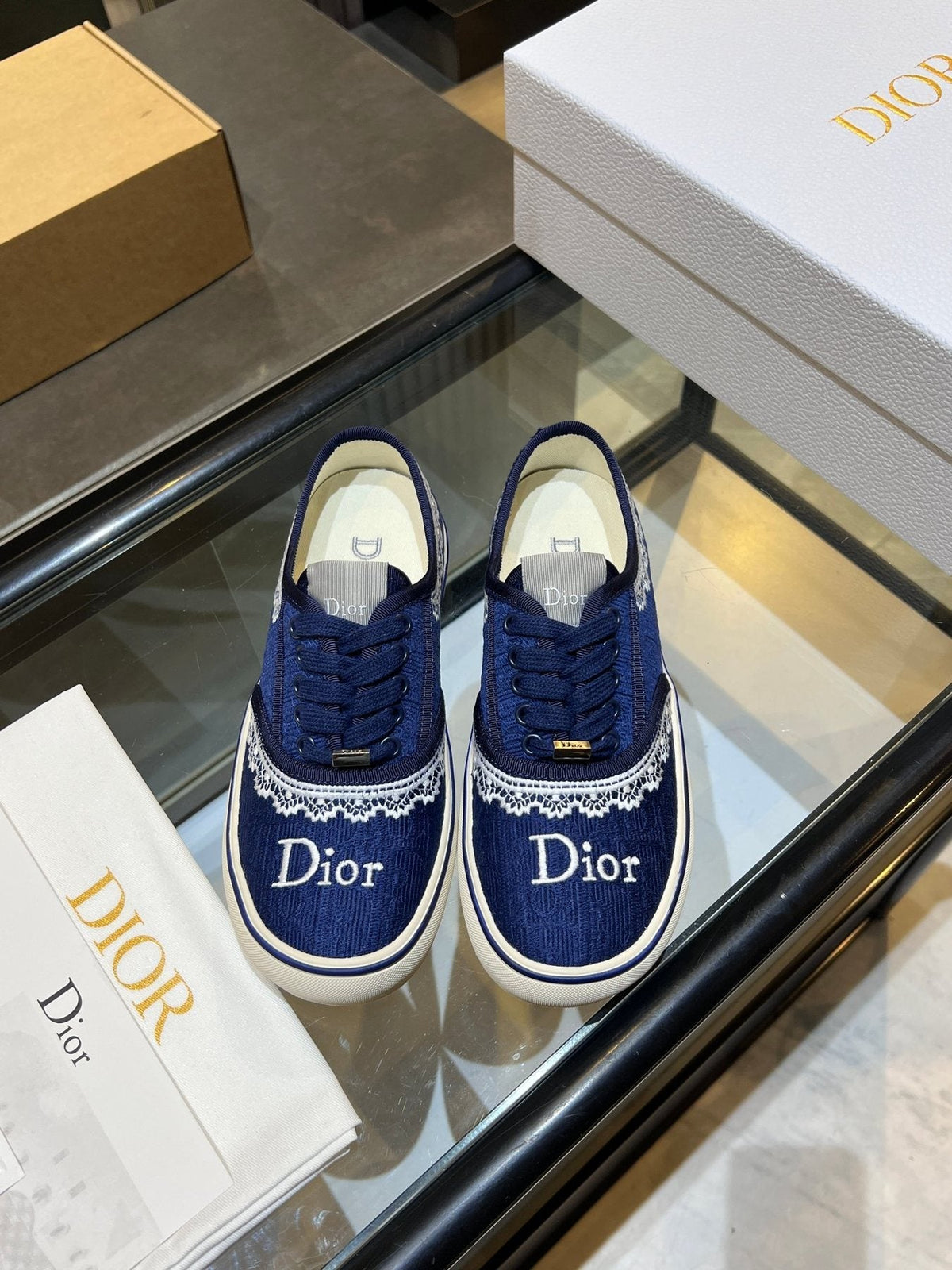 Dior Embroidered Canvas Low-Top Sneakers — front