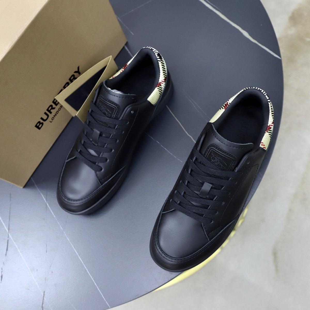 Burberry Check-Heel Low-Top Sneakers — front