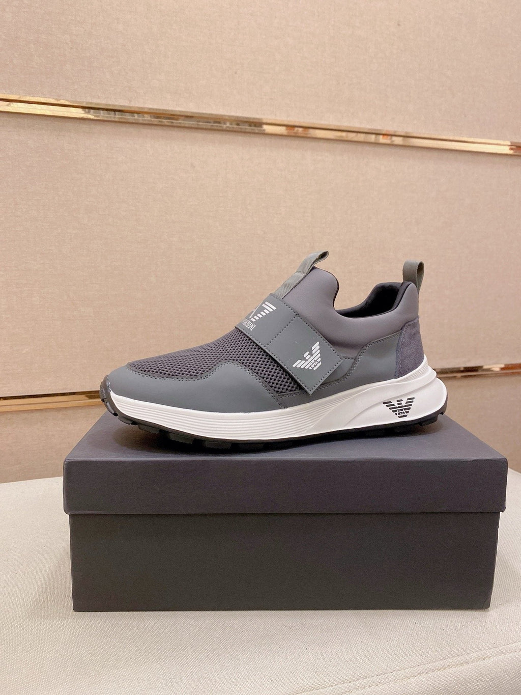Emporio Armani Branded Strap Slip-On Sneakers — hero