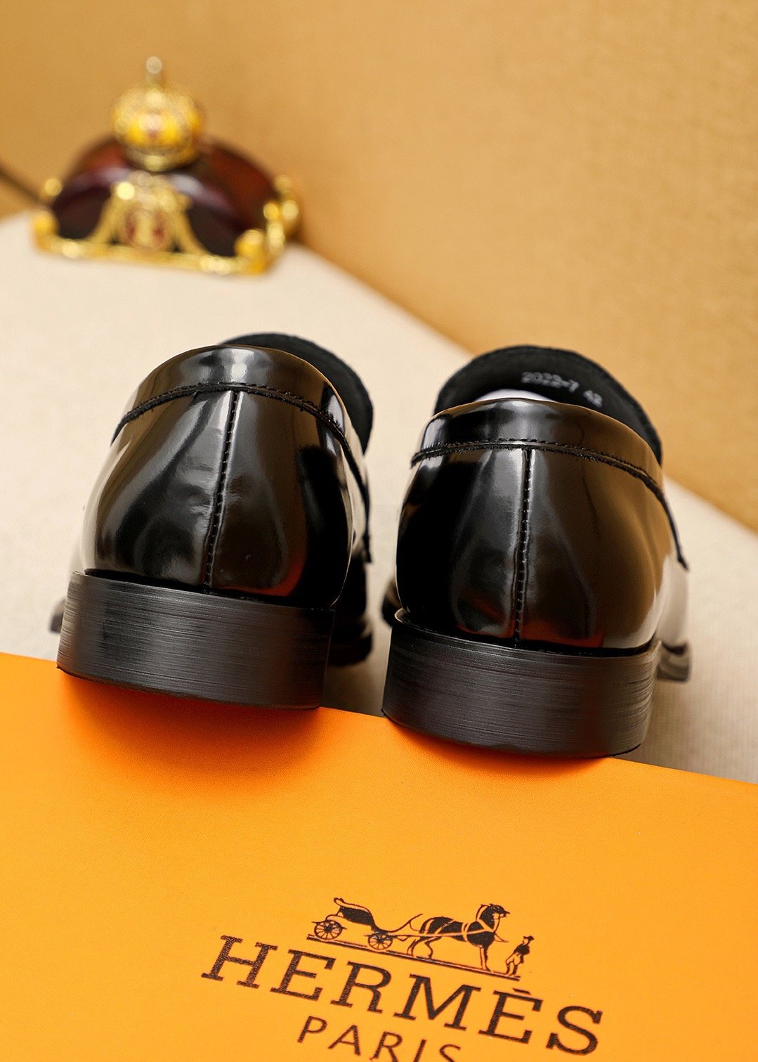 Hermès Textured H-Hardware Loafers — back