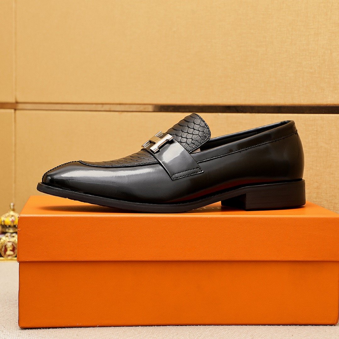 Hermès Textured H-Hardware Loafers — side