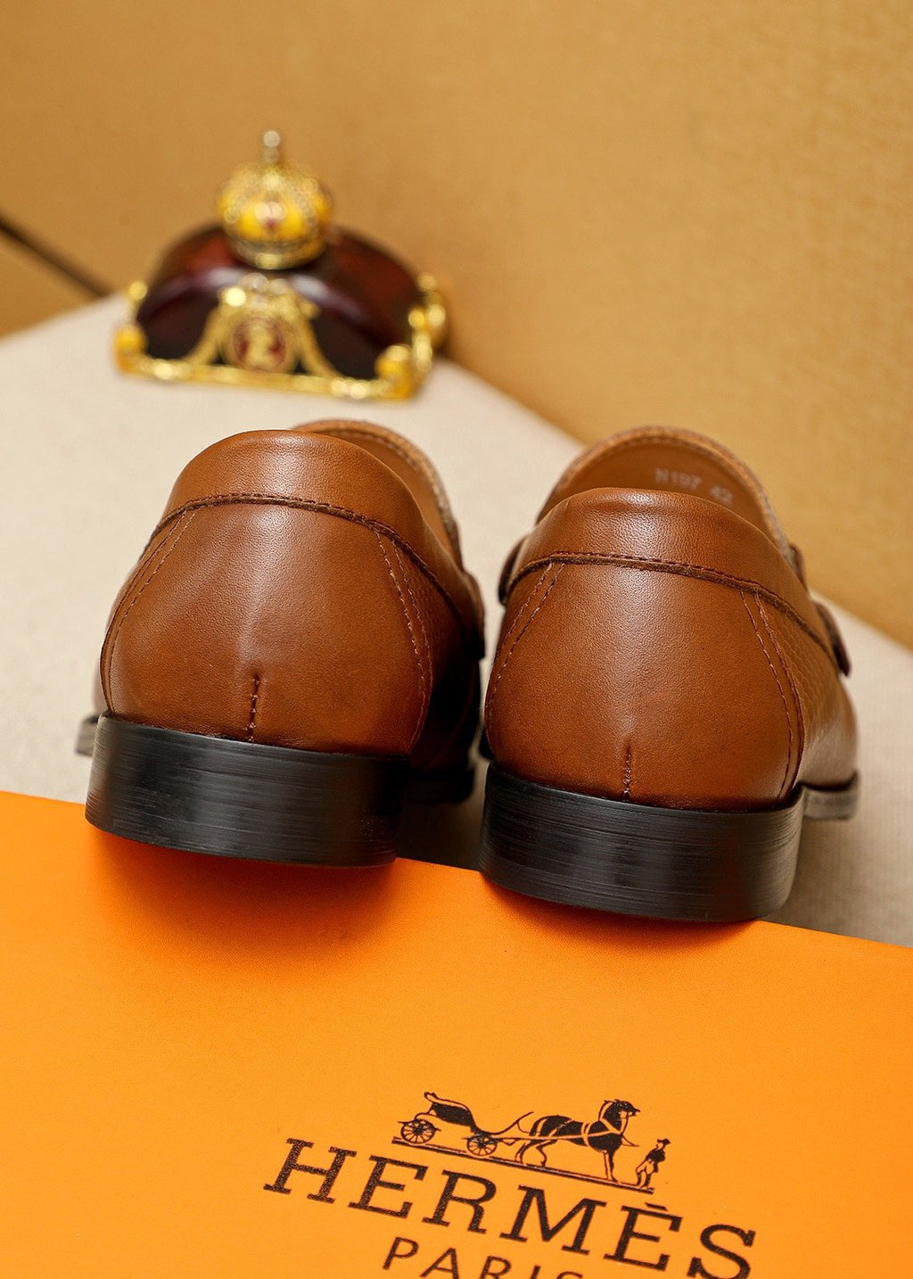 Hermès Textured Hardware Loafers — back
