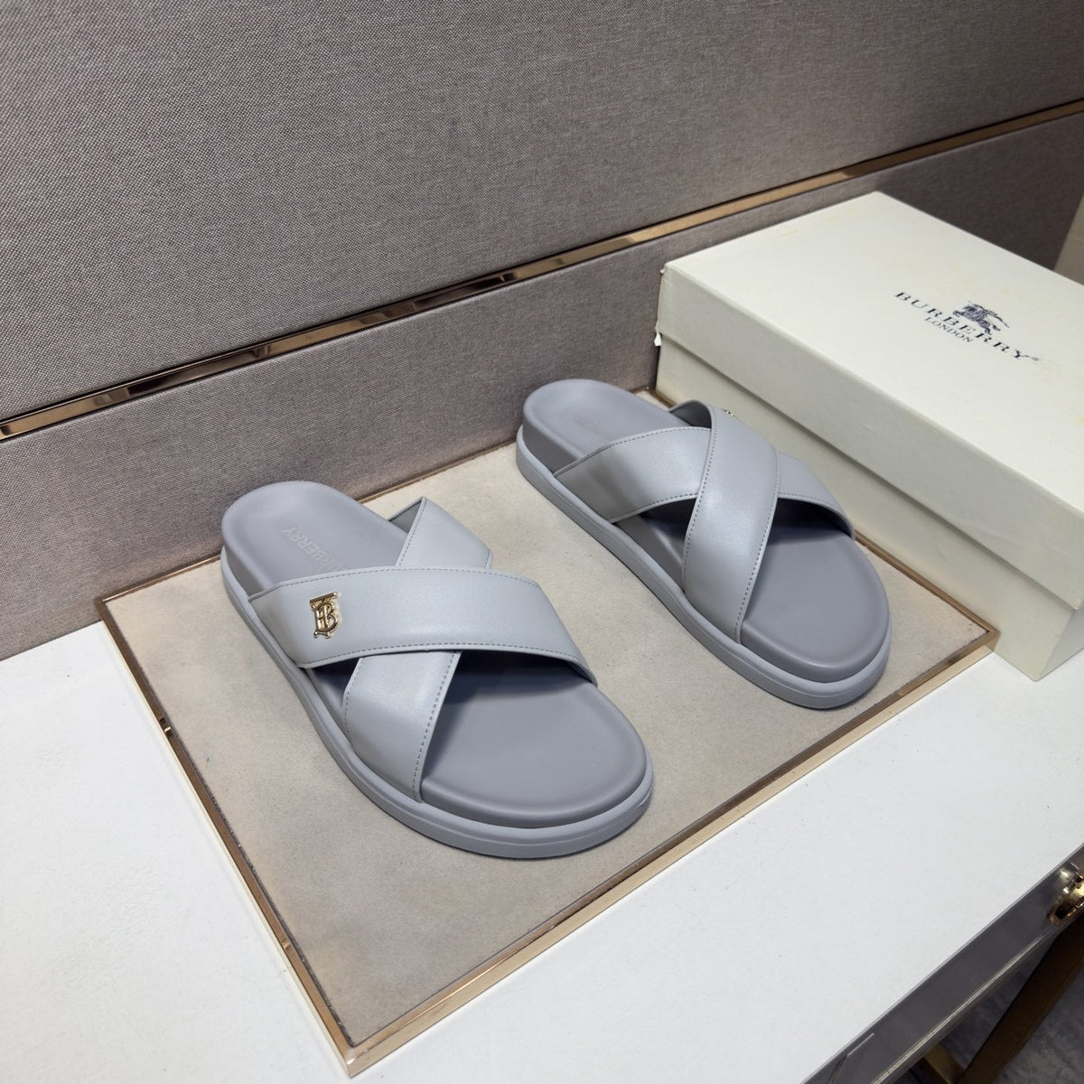 Burberry Cross-Strap Slide Sandals — front