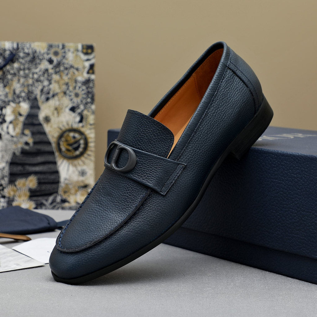 Dior Pebbled Leather Hardware Loafers — front