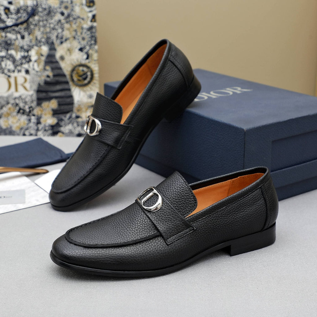 Dior Pebbled Leather Hardware Loafers — side