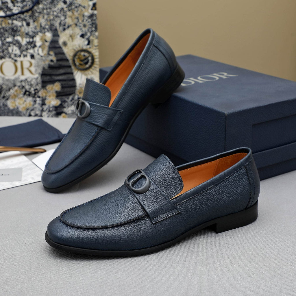 Dior Pebbled Leather Hardware Loafers — side