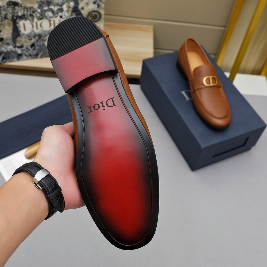 Dior Pebbled Leather Hardware Loafers — back