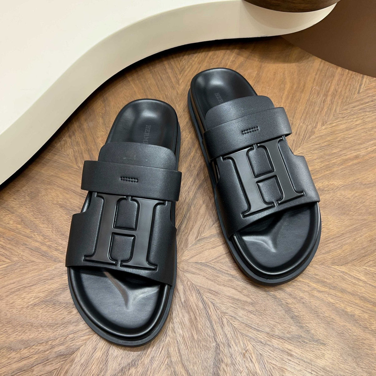 Hermès Men’s H-Embellished Slide Sandals — front