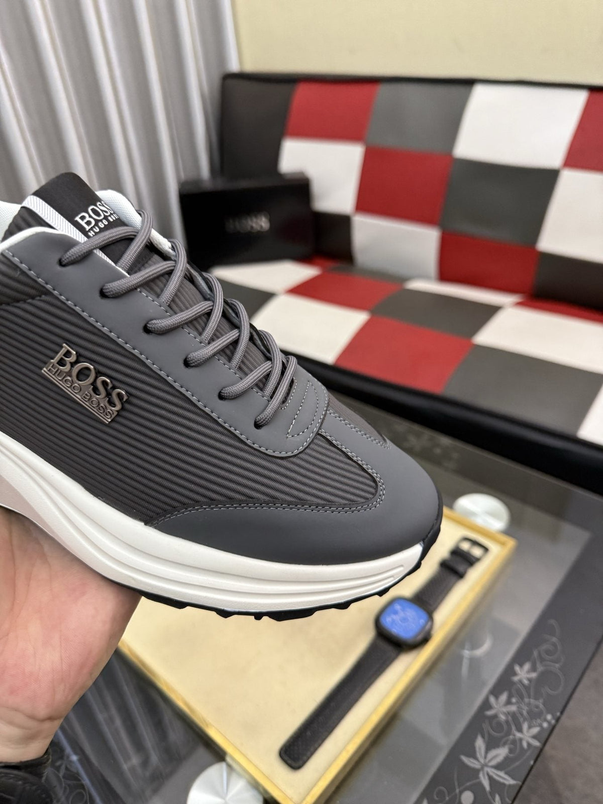 BOSS Mesh-Panel Low-Top Sneakers — detail