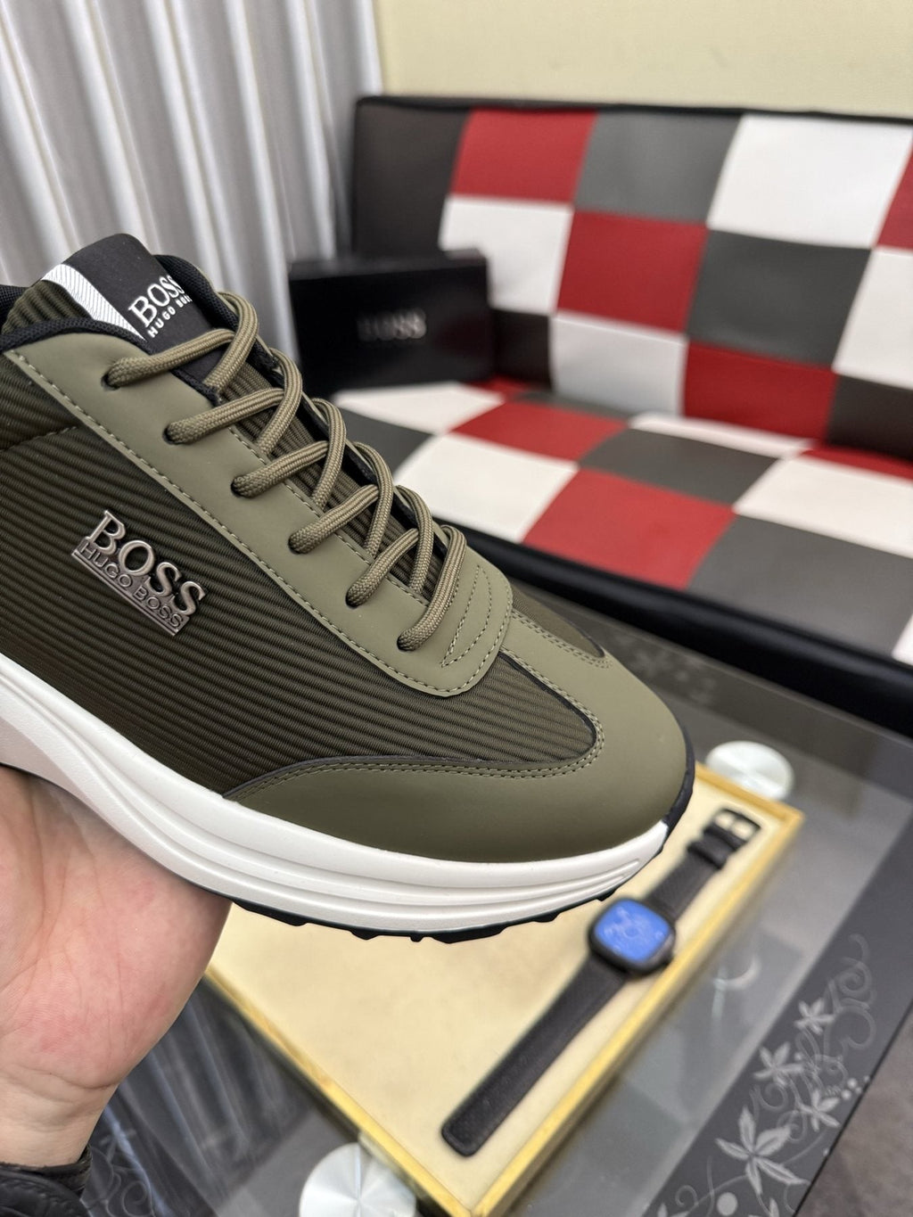 BOSS Mesh-Panel Low-Top Sneakers — detail