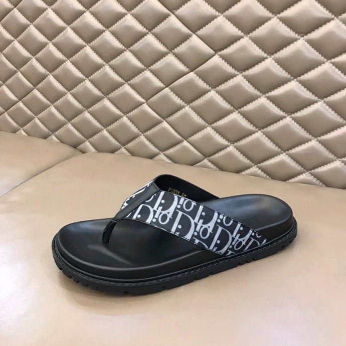 Dior Black-and-White Thong Sandals — side