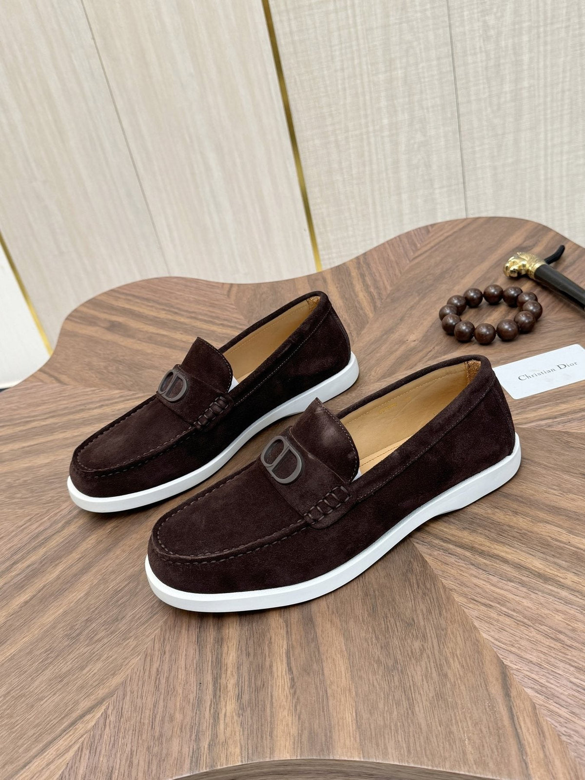Dior Contrast-Sole Slip-On Loafers — front