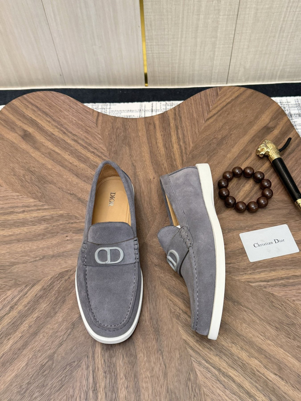 Dior Contrast-Sole Slip-On Loafers — side