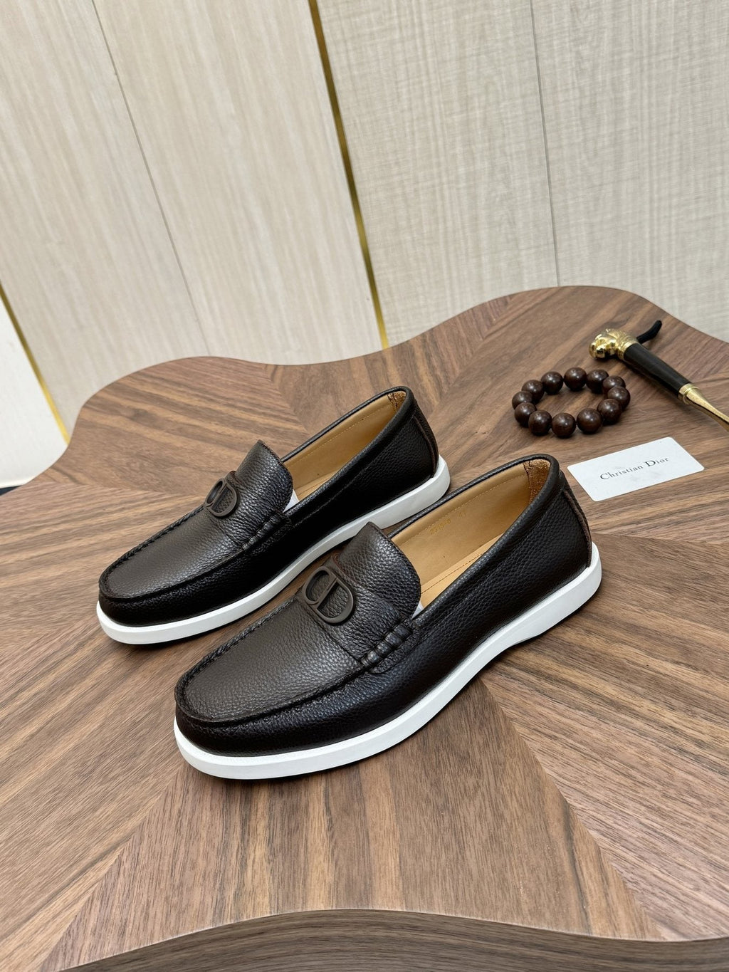 Dior Contrast-Sole Slip-On Loafers — front