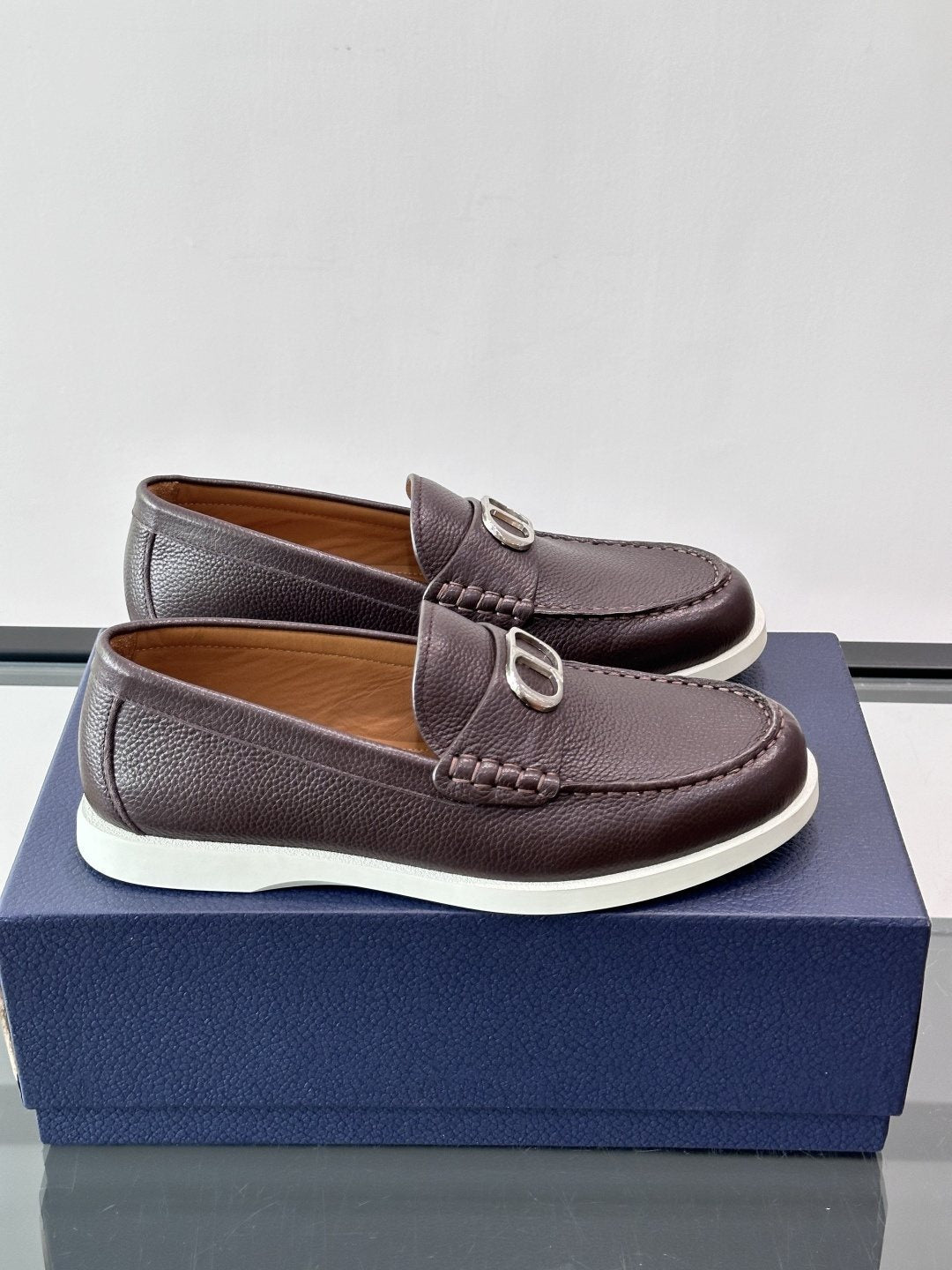 Dior Black Textured Slip-On Loafers — side