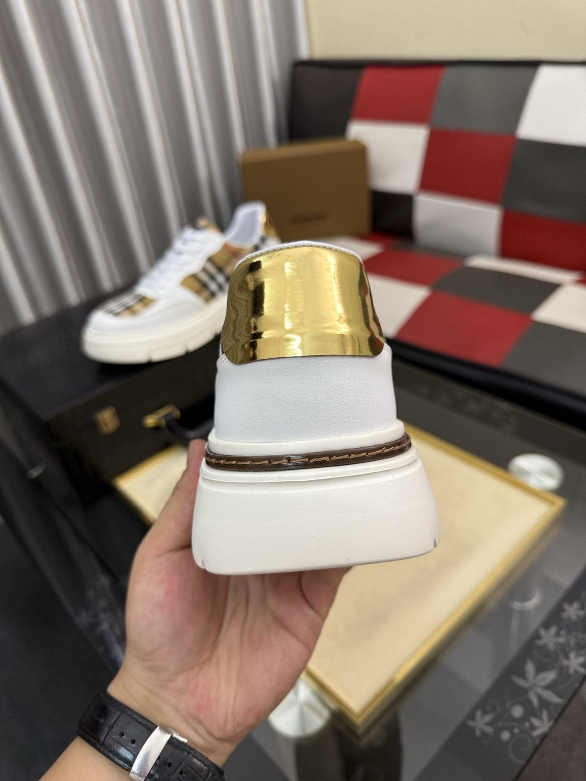 Burberry Plaid Panel Sneakers — back