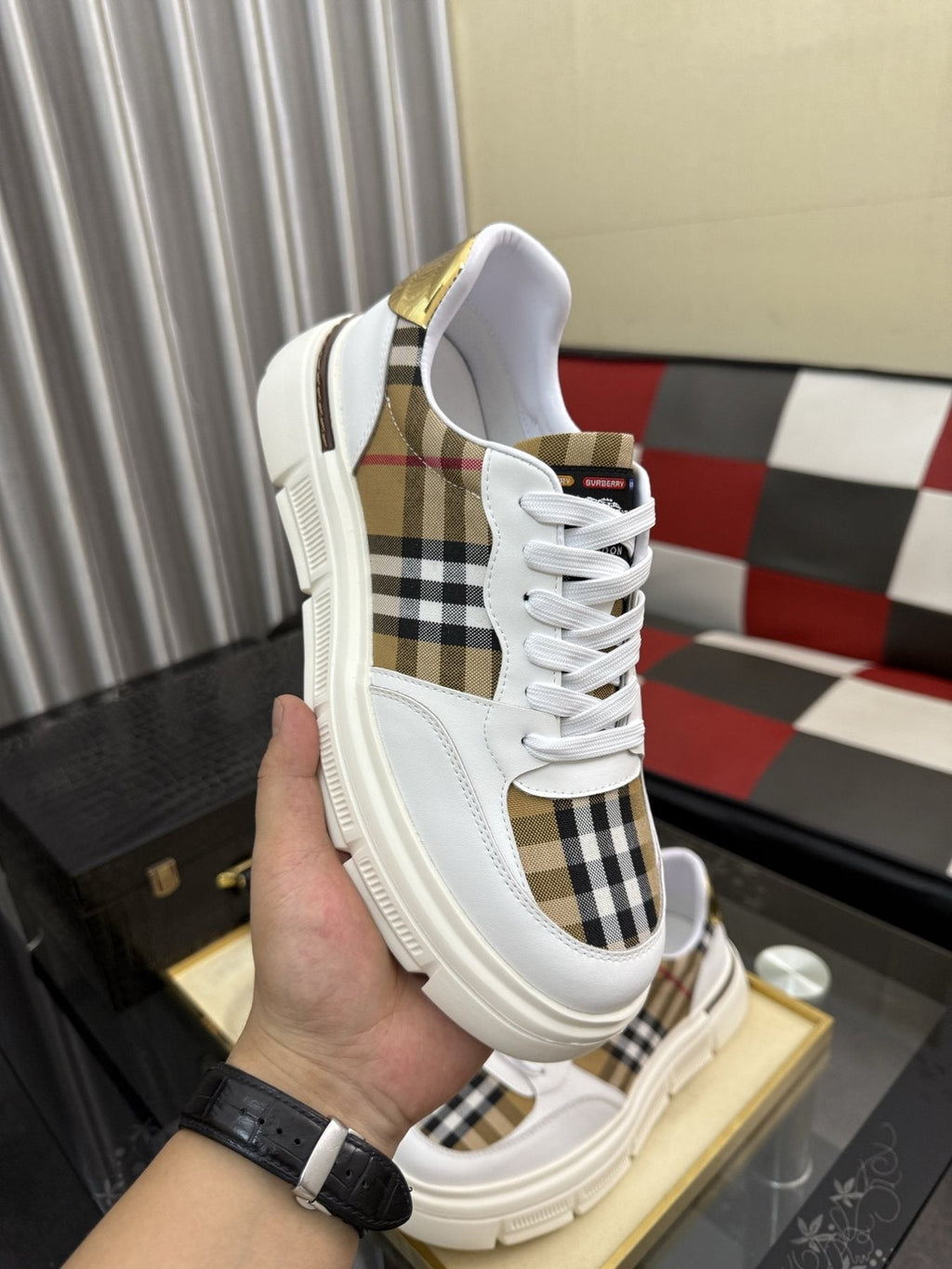 Burberry Plaid Panel Sneakers — model