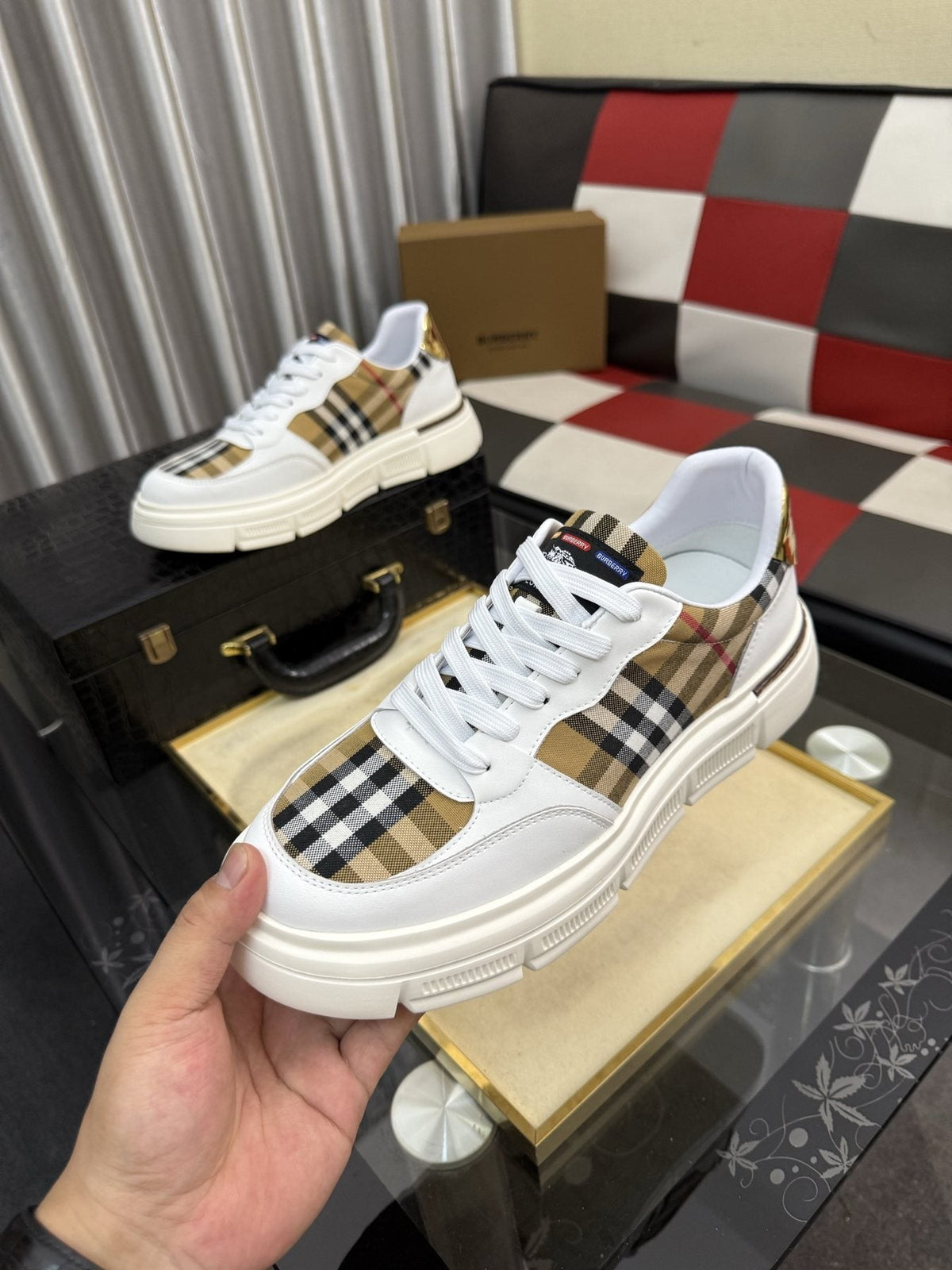 Burberry Plaid Panel Sneakers — model