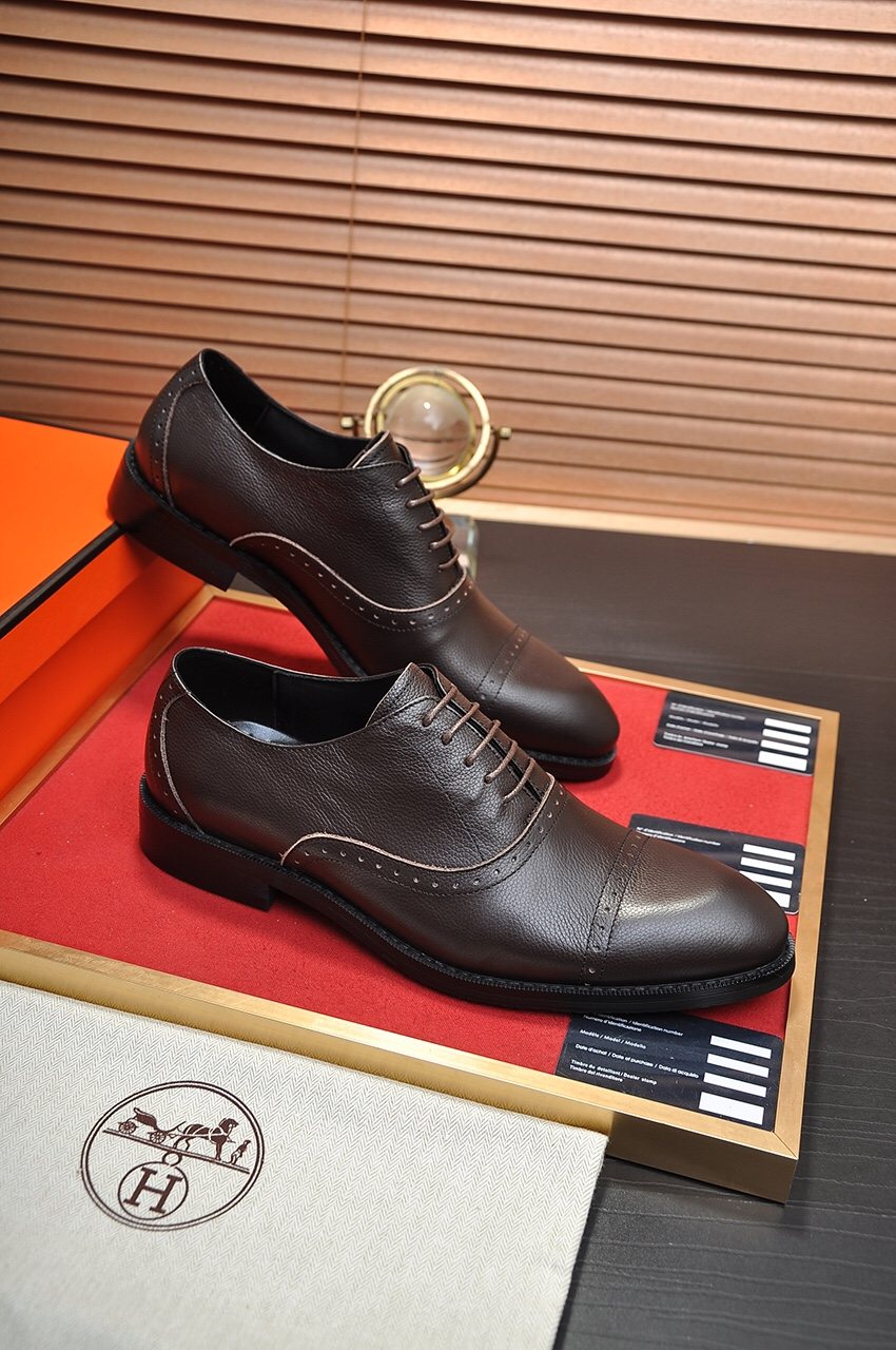 Hermès Perforated Leather Lace-Up Dress Shoes — front