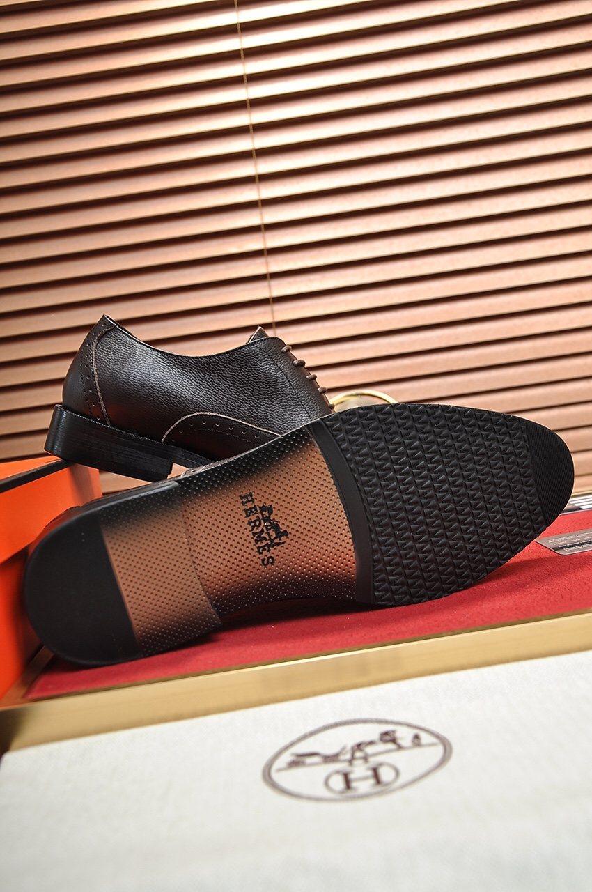 Hermès Perforated Leather Lace-Up Dress Shoes — back