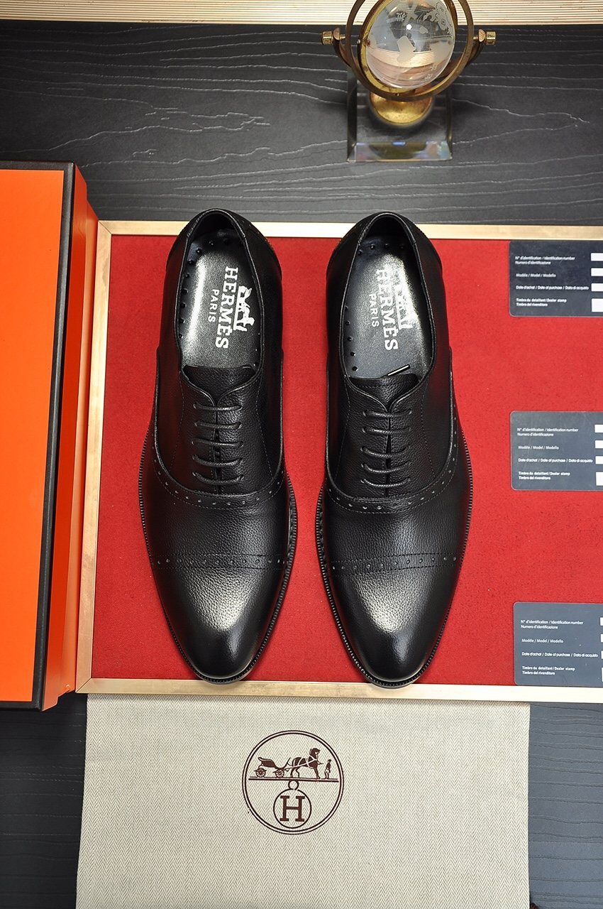 Hermès Perforated Leather Lace-Up Dress Shoes — front