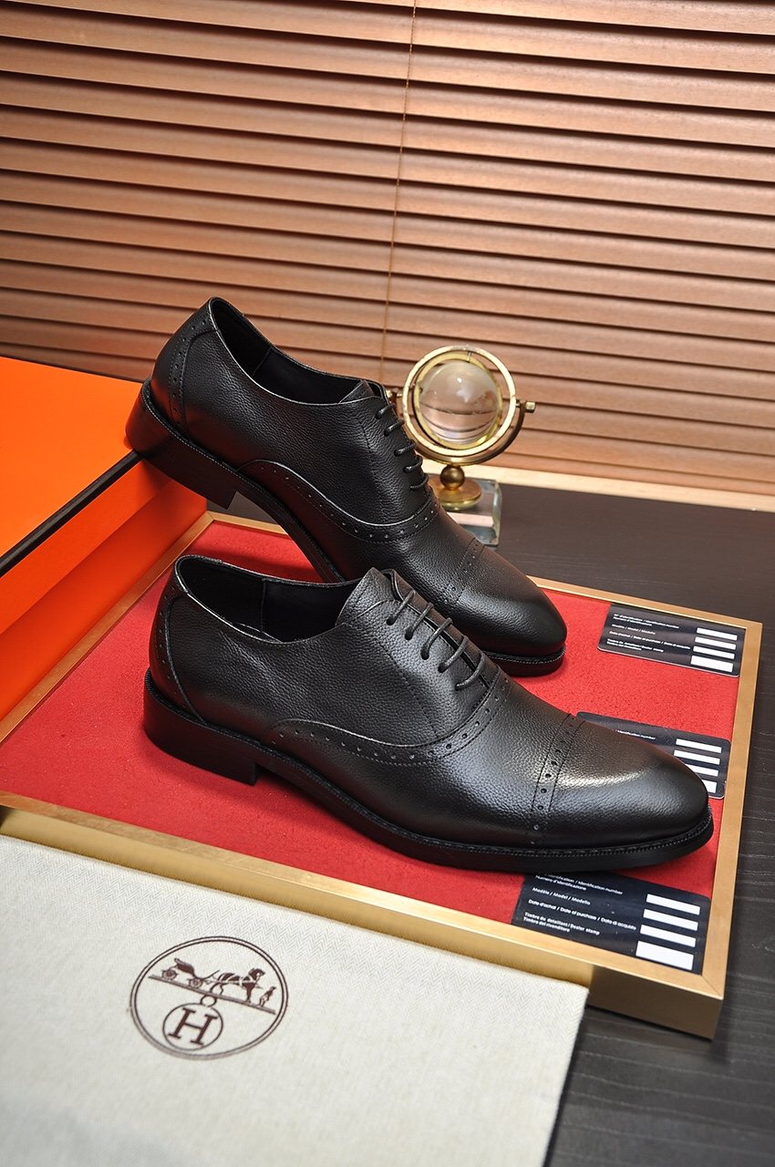 Hermès Perforated Leather Lace-Up Dress Shoes — front