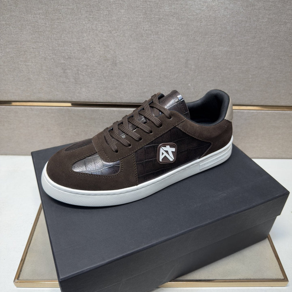 Armani Exchange Paneled Low-Top Sneakers — front
