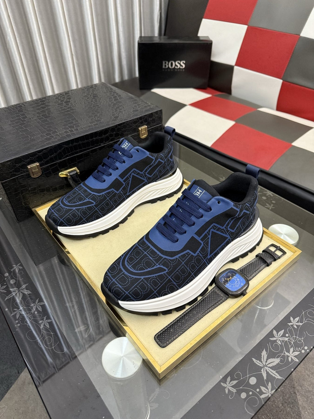 BOSS Patterned Low-Top Sneakers — side