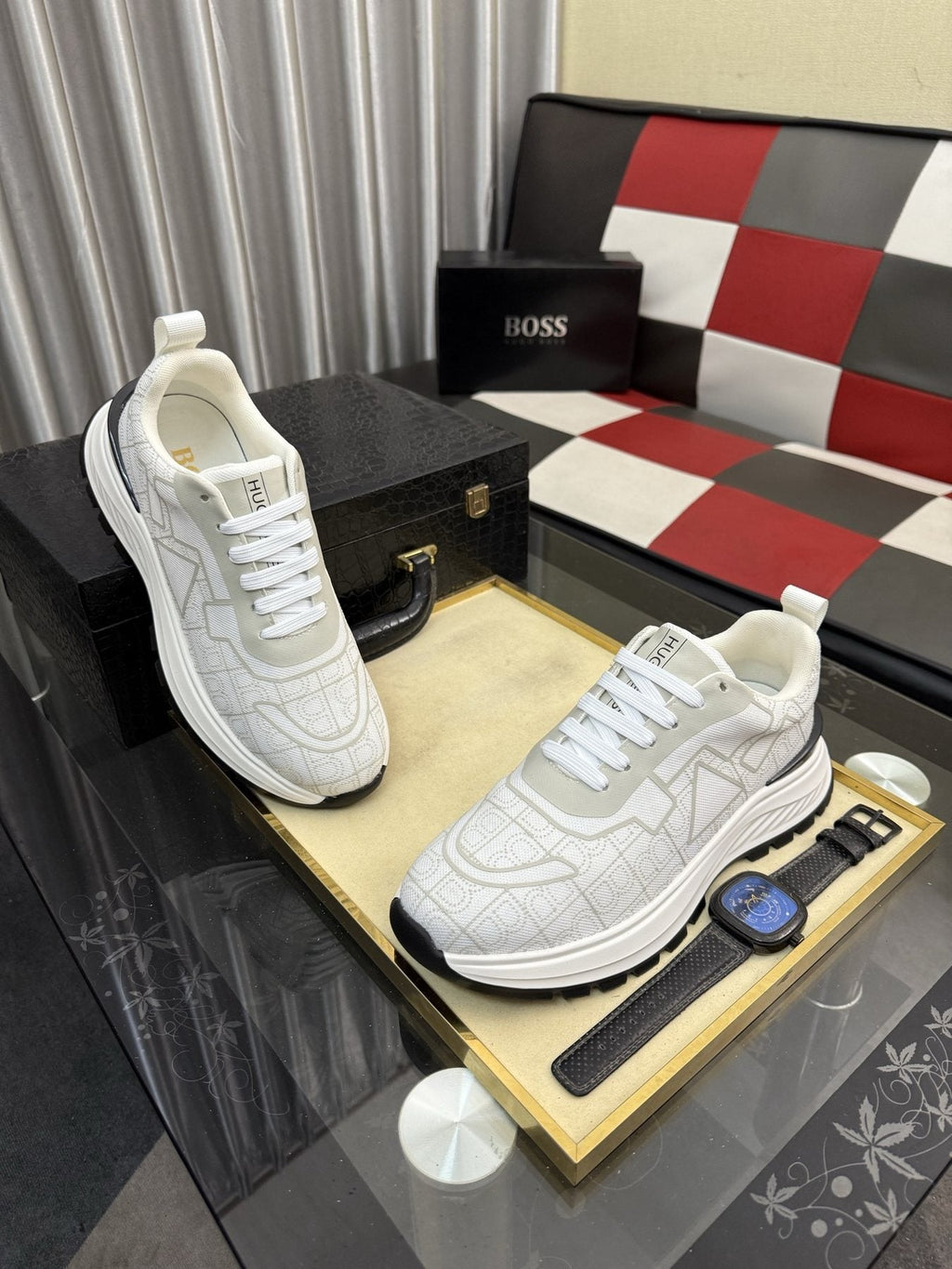 BOSS Patterned Low-Top Sneakers — side