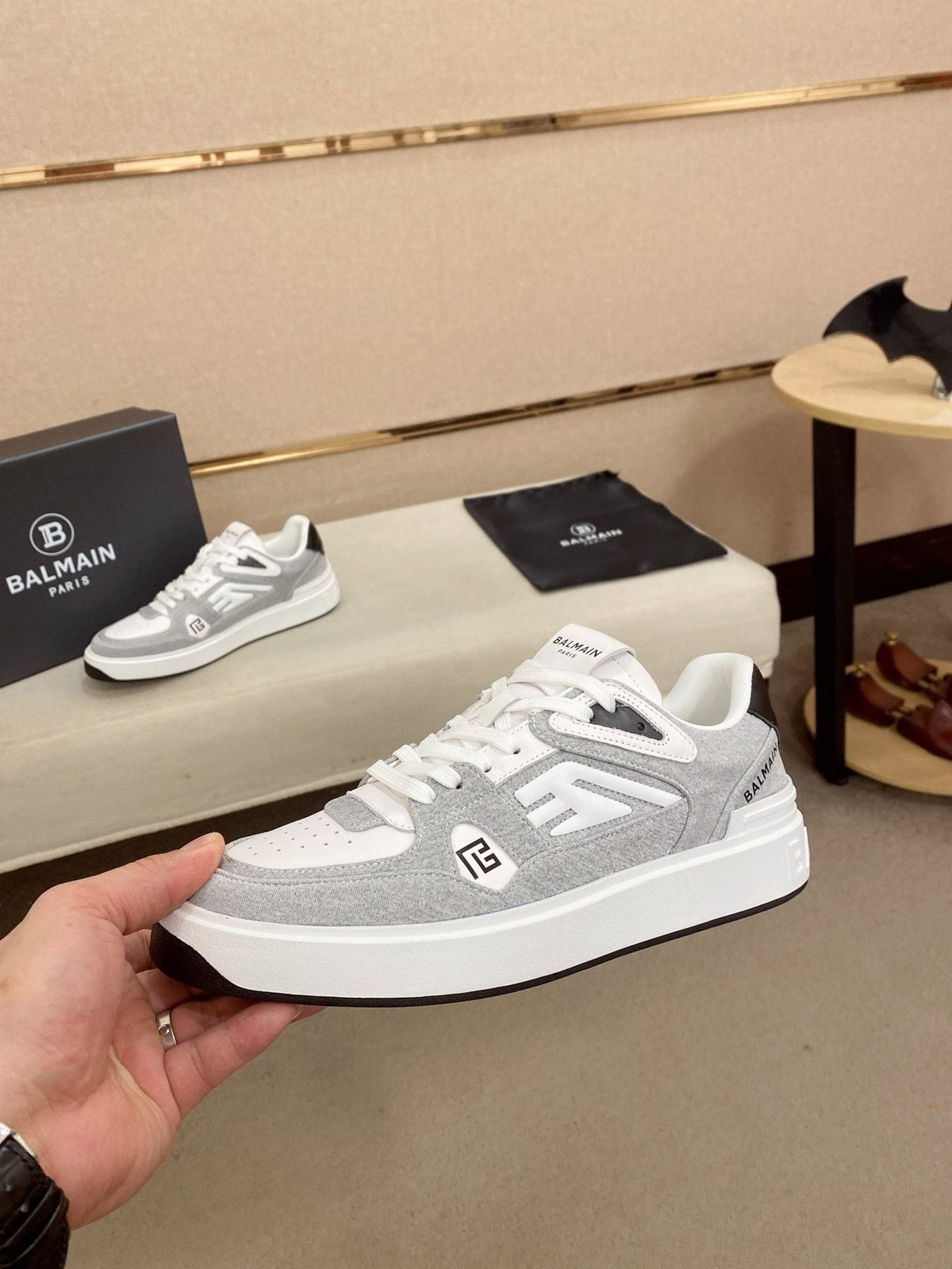 Balmain Color-Block Low-Top Sneakers — side