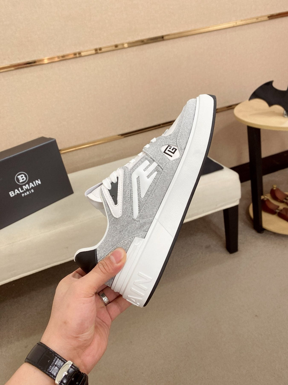 Balmain Color-Block Low-Top Sneakers — side