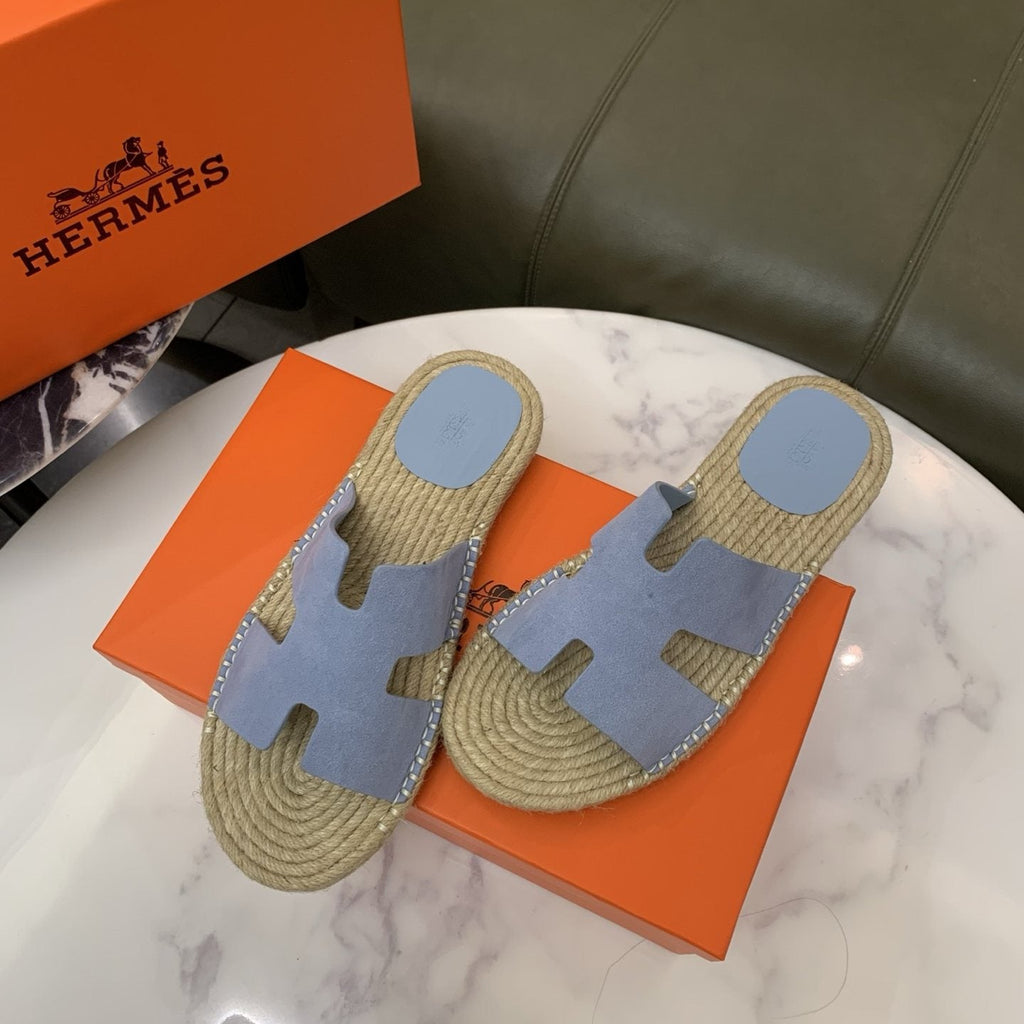 Hermès H-Cut Braided Slide Sandals — front