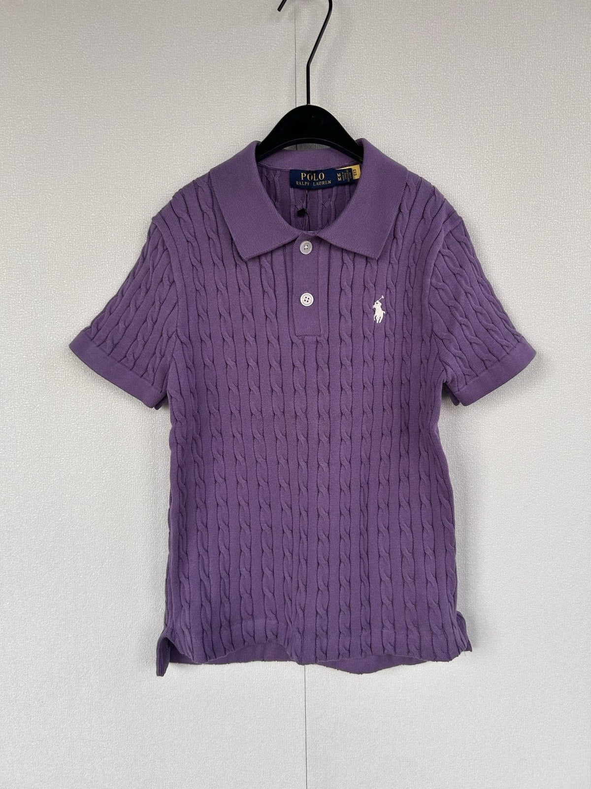 Test2-Ralph Lauren Women's Cable-Knit Short-Sleeve Polo Shirt — front