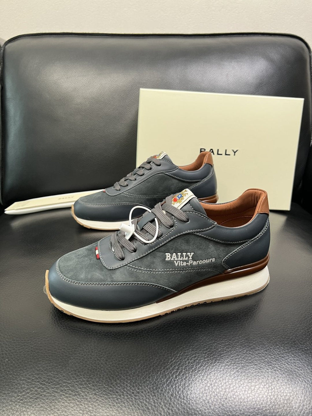 BALLY Black and Brown Low-Top Sneakers — side