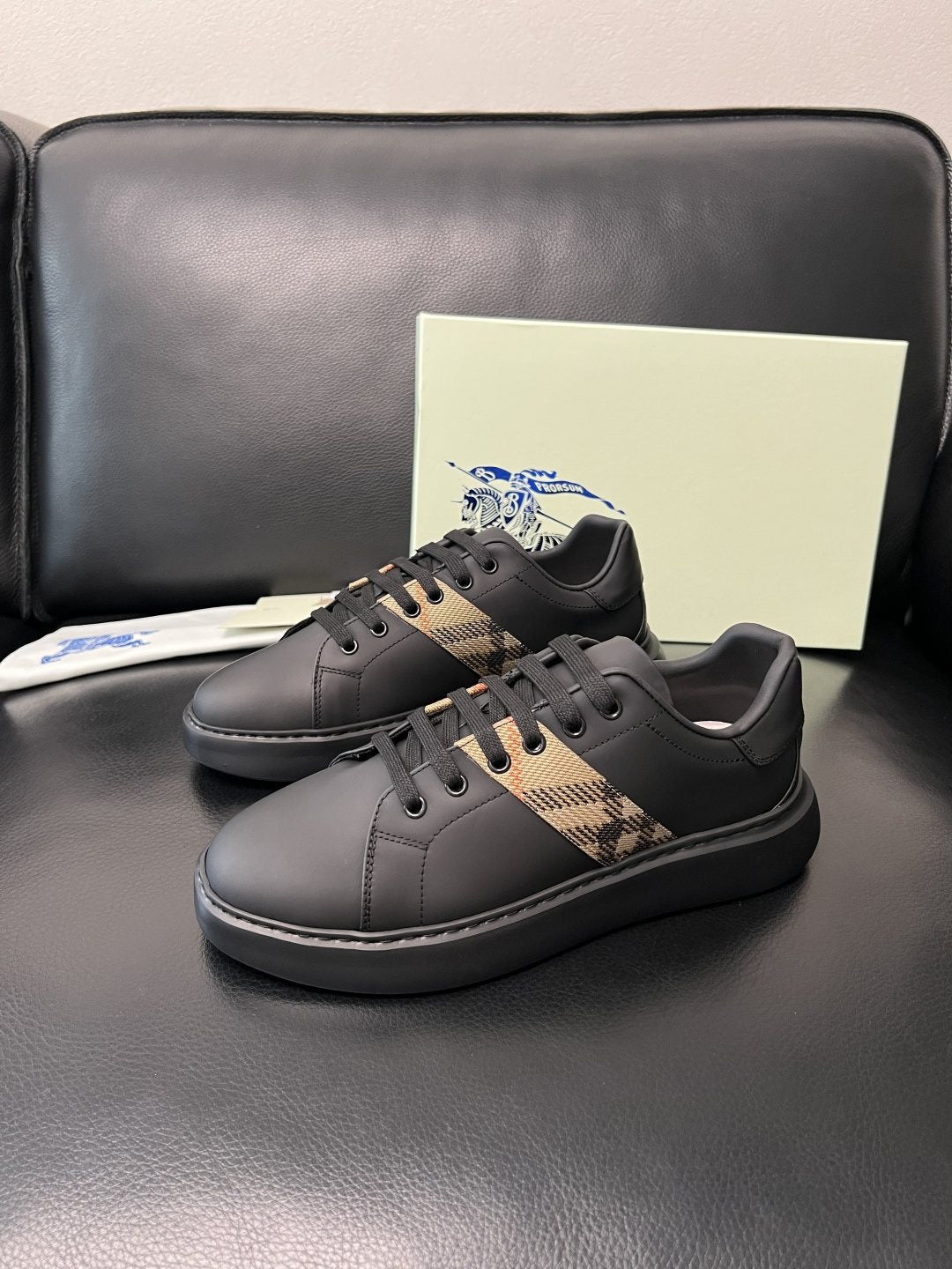 BURBERRY Check-Panel Low-Top Sneakers — front