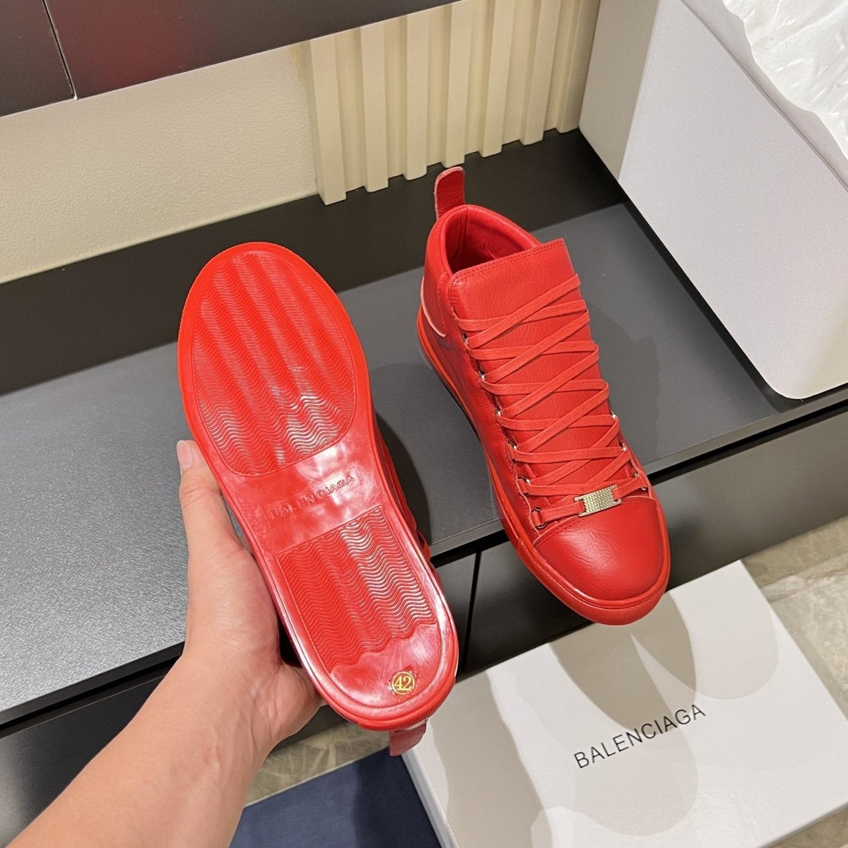 Balenciaga High-Top Lace-Up Sneakers — model
